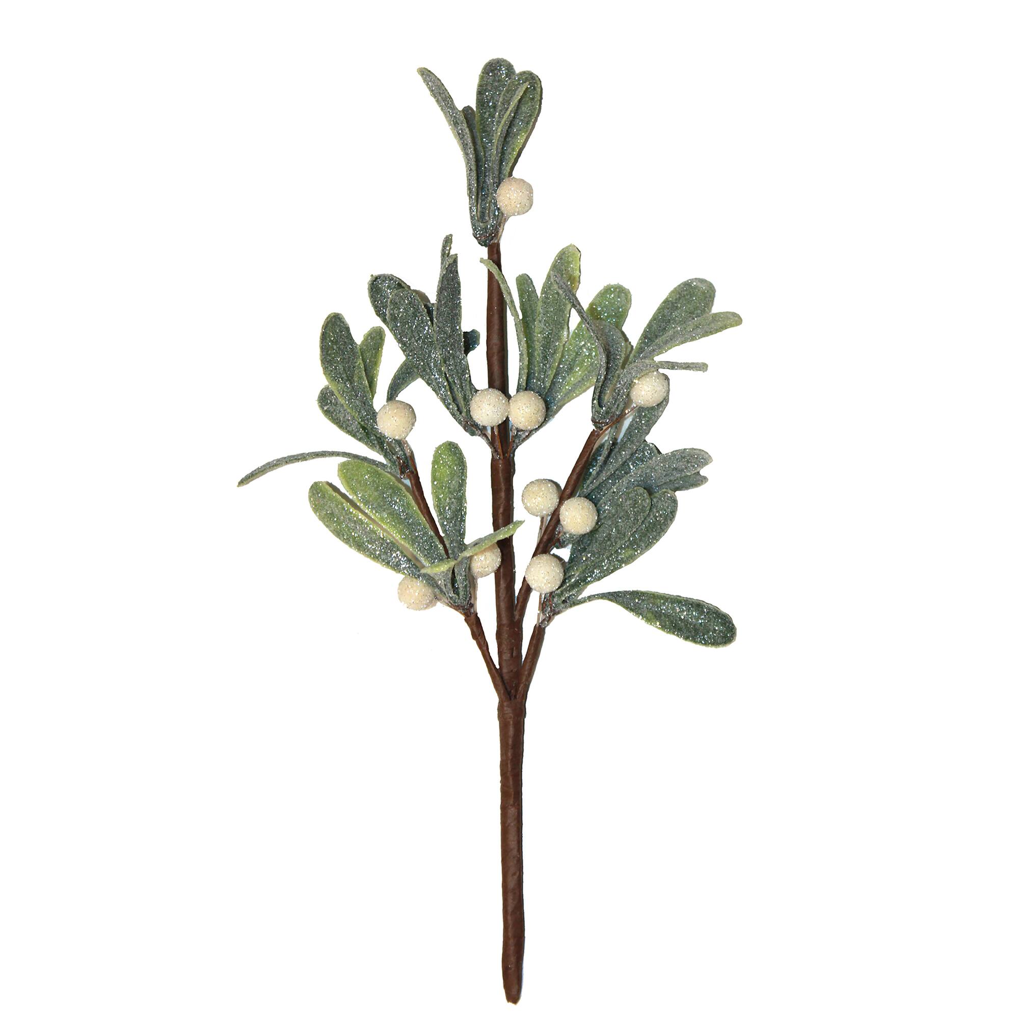 12" Artificial Christmas Mistletoe White Berry & Leaf Pick, 6ct.